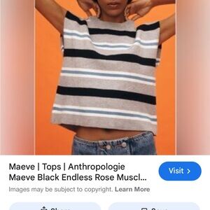 Maeve Gray and Blue Striped Knit Top